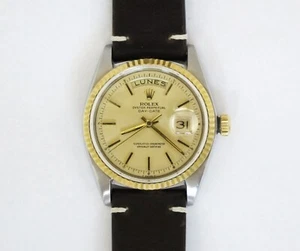 ROLEX VINTAGE OYSTER PERPETUAL DAY-DATE MOVEMENT DIAL HANDS S/S 18K GOLD CASE !! - Picture 1 of 14