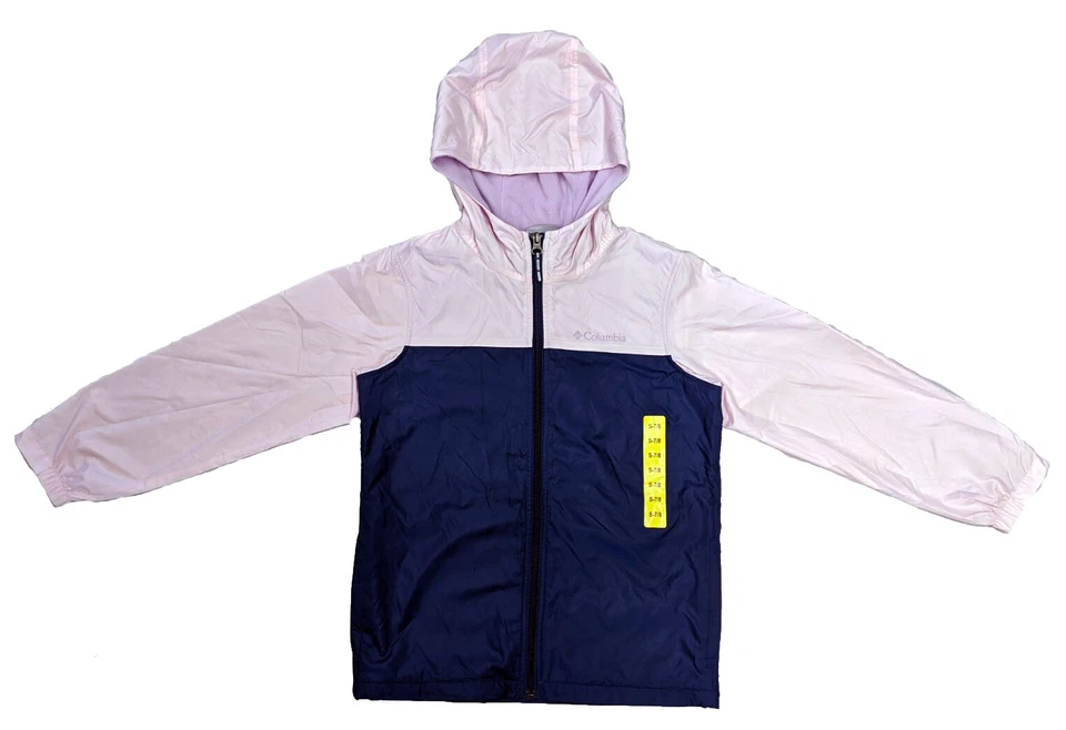 Columbia Girls Youth Hooded Windbreaker Carbon/ Whitened Pink - Image 1 of 1