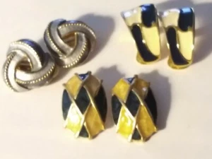 Vintage Enamel Clip Earring Lot - Picture 1 of 4