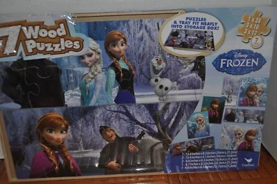 Disney Frozen 7 деревянные пазлы с коробкой для хранения Эльза Анна Олаф - Изображение 1 из 4