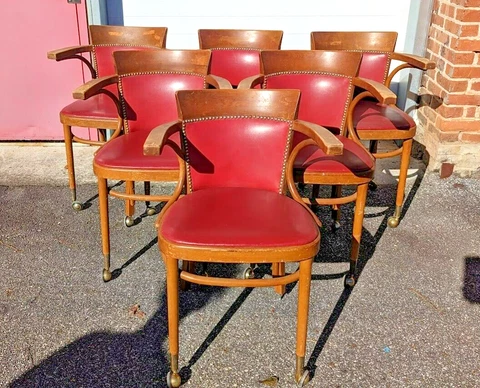 (6) Vintage Thonet Bentwood Upholstered ArmChairs - set of six Cover