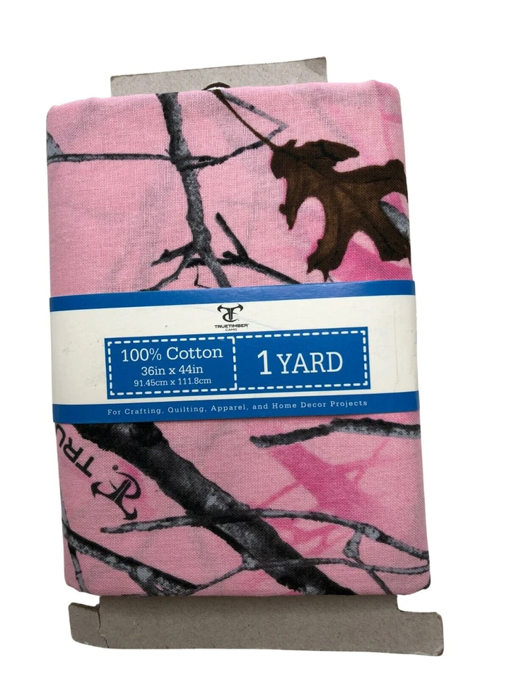 Tela rosa True Timber de 1 yarda de David Textiles de Wal-Mart ramas hojas NUEVO Foto 1 de 3