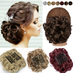 Real Thick Messy Bun Hair Piece Comb Clip In Chignon Extensions for Women Ladies