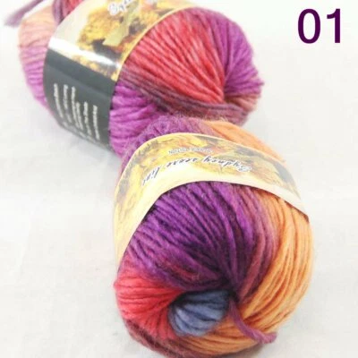 Sale 2SkeinsX 50gr NEW Hand Knitting Yarn Chunky Colorful Wool Scarves Shawls 10 - Image 1 of 4