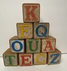 Lot of 10 1-5/8” Vintage Wooden Baby Alphabet Blocks Letter Crafts Collectible