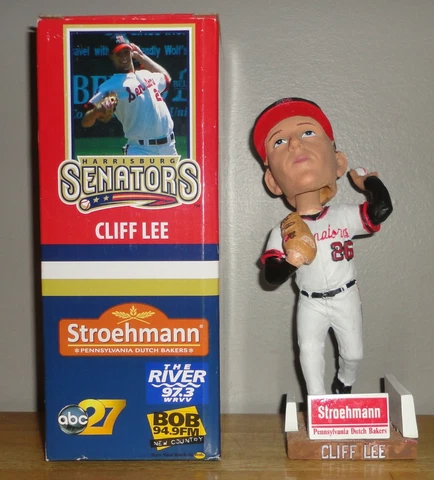 CLIFF LEE Promotional HARRISBURG SENATORS SGA Bobblehead with Box *NEW* Cover
