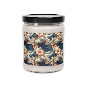 9 oz Scented Soy Candle Beach Home Decor Tropical Surfer Floral Hawaiian Waves - Picture 1 of 21