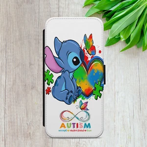 STITCH CASE FOR IPHONE SAMSUNG PIXEL FLIP WALLET PHONE COVER AUTISM ART GIFT - Picture 1 of 9
