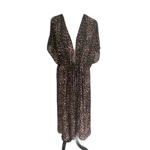 Traje de baño de playa cubierta XXL talla grande estampado de leopardo kimono bata larga - Imagen 1 de 8