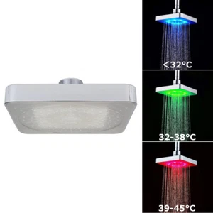 Soffione doccia a pioggia quadrato bagno luce led 6'' acciaio inox 3 colori che cambiano - Foto 1 di 8