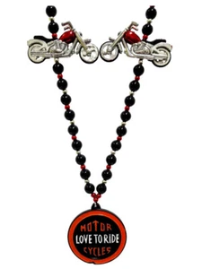 Motorcycle Mardi Gras Beads Party Favors "Love To Ride" Bead - Picture 1 of 3
