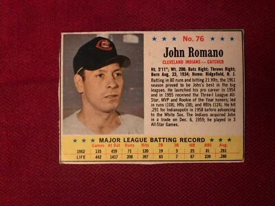 1963 Post Baseball #76 John Romano, Cleveland Indians (black borders) - Image 1 of 2
