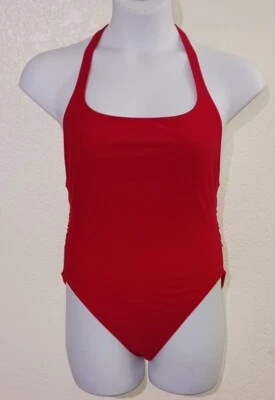 ANNE KLEIN*Traje de baño rojo de una pieza*Talla 14*Plunge Back*Sujetador sin relleno*Correa con soporte Foto 1 de 4
