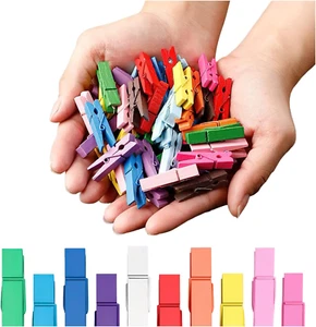 Small Clothes Pins for Photos, 1.4'' 100 PCS Natural Birchwood Mini Clothes Pins - Picture 1 of 12