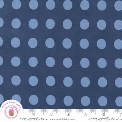 Moda SUNRISE SIDE 14967 18 Blue Navy Polka Dots MINICK & SIMPSON Quilt Fabric - Image 1 of 4