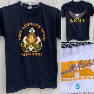 Vintage Fort Leonard Wood Missouri Army T Shirt Bald Eagle On Back 70s 80s S - Picture 1 of 12