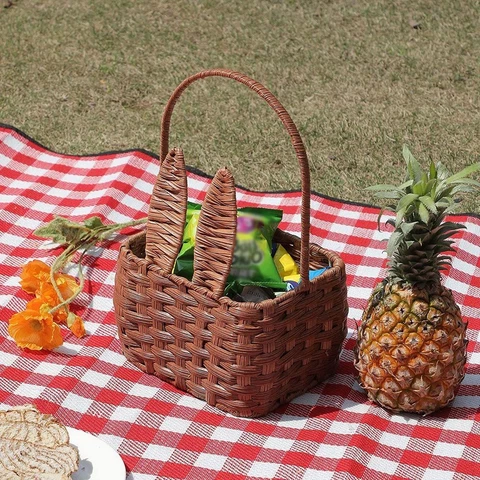 Outdoor Easter picnic BASKET Bunny  Vintage  EASTER Storage Box gift Cover