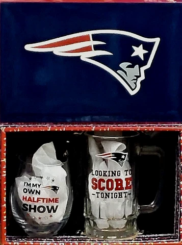 New England Patriots Wine Glass and Beer Stein Set - NFL Cover
