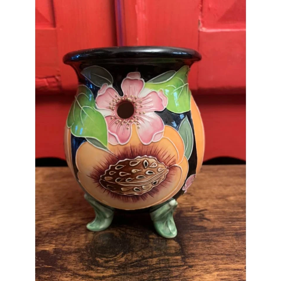 Blue Sky 2004 J McCall Cerâmica Pêssego Floral Cera Derretida Queimador Tealight Estado Perfeito. - Imagem 1 de 4