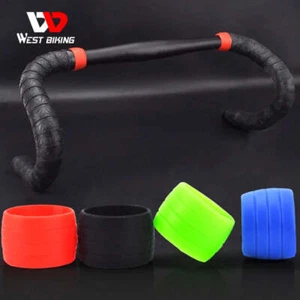 2pcs Silicone Bicycle Handlebar Tape Fixed Ring Road Bike Plugs Anti-Skip Rubber - Picture 1 of 18