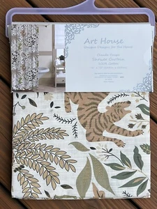 Art House Claude Taupe Fabric Shower Curtain Multicolor Cottage Beige New - Picture 1 of 5