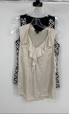 White House Black Market 女式黑色白色几何背心 M 码 2 件装 — 第 1/4 张图片