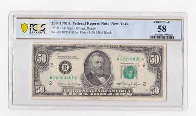 $50 1981A  Fr2121-B New York 58 PCGS - Image 1 of 2