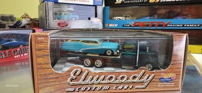 Juego de autos personalizados Hot Wheels 100 % Elwoody camión de remolque COE y vagón Buick 1950 Foto 1 de 3