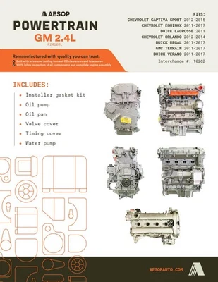 MOTOR 2.4L SERVE GMC TERRAIN 2012-2016 VIN K 8º dígito 19300255 Cal opt LEA NU5 - Imagem 1 de 3