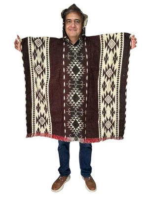 SOUTHWEST PONCHO, VERY SOFT, ONE SIZE, 1ST QUALITY UNISEX , LIGHTWEIGHT, BROWN - Image 1 of 3