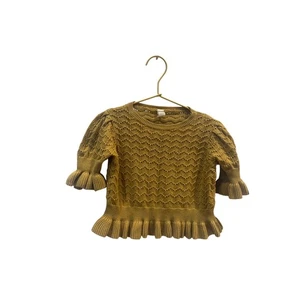 Liluu kids charming ruffle knit gold blouse  organic cotton sz 4 - Picture 1 of 6