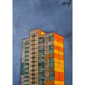Cityscape Painting City Art Original Art Watercolor Painting 11×8 inches - Picture 1 of 5
