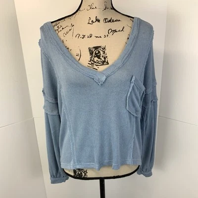 Suéter Pol Mujer S De Gran Tamaño Azul Costero Estilo TKT625 Grunge Manga Bishop Foto 1 de 4