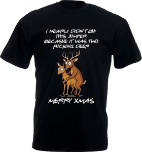 Two Fck*ing Deer Christmas T-Shirt, Rude Xmas Shirt, Funny Adult Christmas Tee - Bild 1 von 7