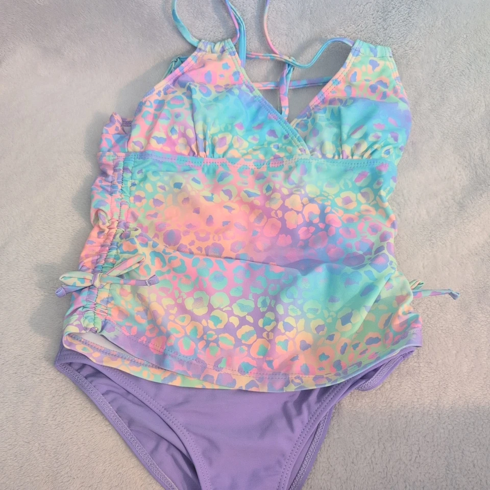 Traje de baño 2 piezas estampado guepardo color arco iris 9Y Foto 1 de 1
