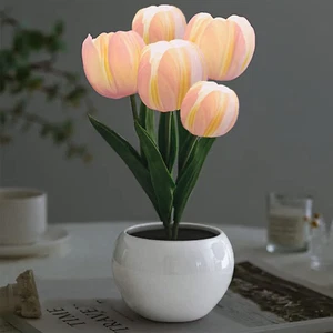 Flower Table Lamp Tulip Desk LED Night Light for Home Living Room Decor Artifici - Picture 1 of 12