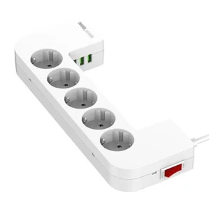 LDNIO Steckdosenleiste mit 5 Steckdosen, 3x USB, 8 Anschlüsse, 2m IPX6 Weiß - Bild 1 von 5