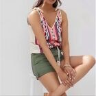 ANTHROPOLOGIE DOLAN Top Mexican Embroidered Shoulder Tie Tank