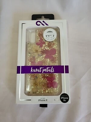 Case-Mate Karat Petals Real Flower for iPhone X / XS Purple Pink Glitter - image 1 of 4