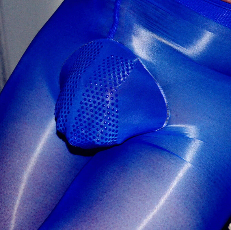 Men Silicone Elastic Glossy Oil-Shiny Pantyhose Sheer Stockings Dance Tights - Image 1 of 4