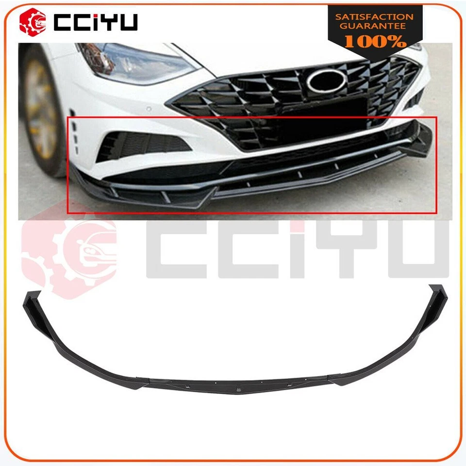 Alerón labial parachoques delantero pintado negro 3 piezas para Hyundai Sonata 2020-2021 Foto 1 de 4