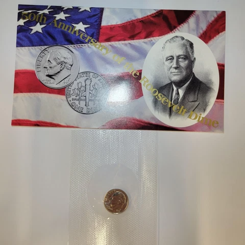 1996 W 50th Anniversary Roosevelt Dime with COA Cover