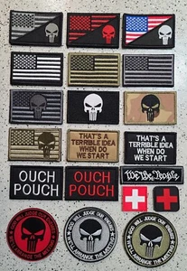 PATRIOTIC & PUNISHER AMERICAN FLAG MORALE PATCHES. HOOK & LOOP. FREE SHIPPING. - Picture 1 of 58