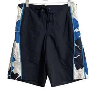 Hang Ten Board Shorts Small Lined Navy Blue Tropical Swimming Trunks Men's - Picture 1 of 9