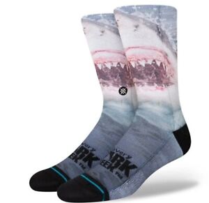 Stance Discovery Channel Shark Week Kids Great White Crew Socks Youth Large NWT