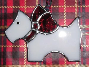 Stained Glass Scottie Dog Suncatcher Handmade in England Christmas Decoration - Picture 1 of 5