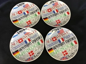Piatti in ceramica, antipasto, piatti formaggio, 4 totali, decoro country e bandiera - Foto 1 di 5