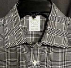 Brooks Brothers Black & White Houndstooth Men’s Shirt Size 15/32 Milano Fit - Bild 1 von 5