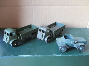 TWO UNBOXED DINKY BEDFORD ARMY TRUCKS AND ONE DINKY SCOUT CAR - Picture 1 of 4