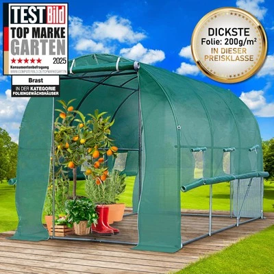 BRAST Gewächshaus Foliengewächshaus Fundament rollbare Seitenwände 2x3m 3x4m 3x6m 3x8m